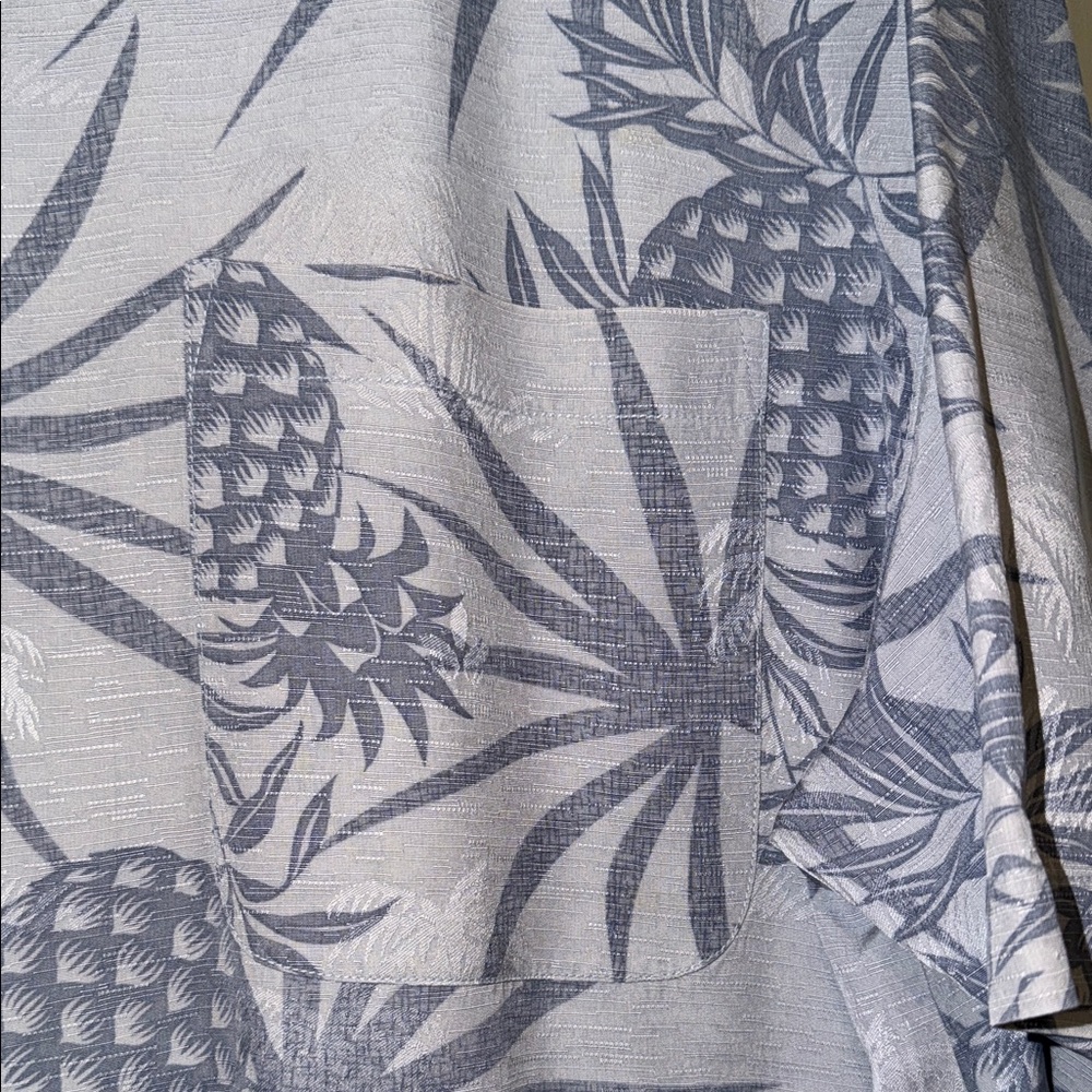 Tommy Bahama bluish-gray Hawaiian Shirt with Pineapple Print - Picture 3 of 4
